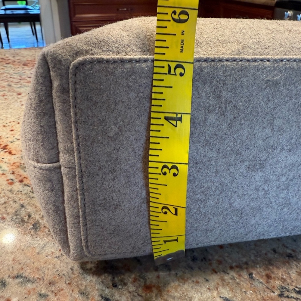 Tory Burch Dana Grayish Beige Wool/Leather Tote Bag Purse - Picture 15 of 16